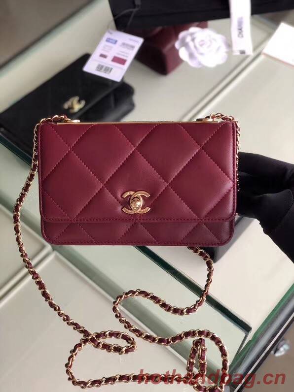 Chanel flap bag Lambskin & Gold-Tone Metal 3798  Purplish