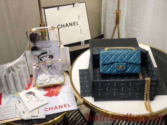 Chanel Shoulder Bag Original Leather Blue AS0874 Gold