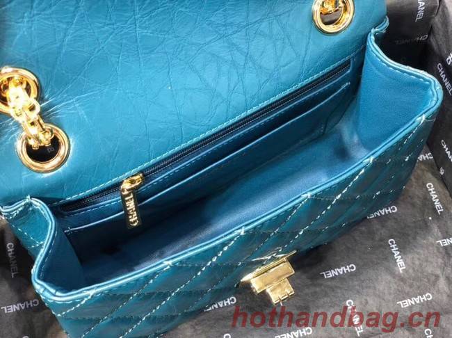 Chanel Shoulder Bag Original Leather Blue AS0874 Gold