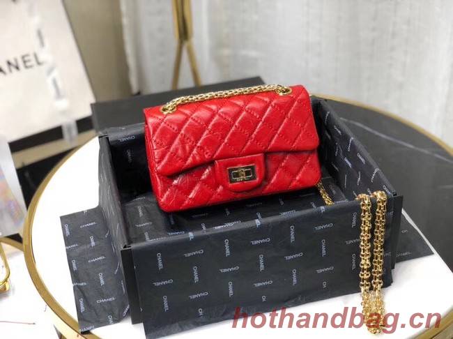 Chanel Shoulder Bag Original Leather Red AS0874 Gold