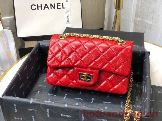 Chanel Shoulder Bag Original Leather Red AS0874 Gold