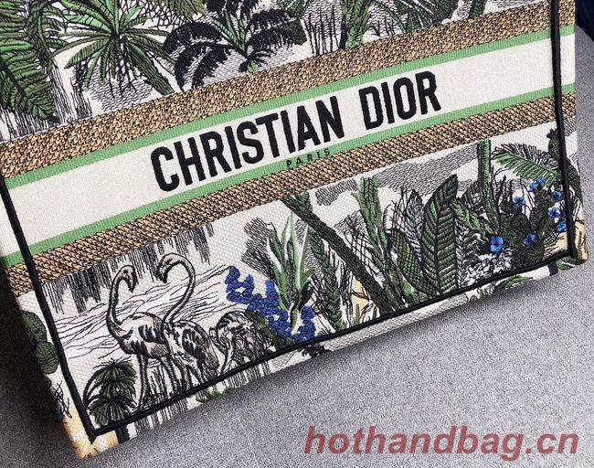 DIOR BOOK TOTE BAG IN EMBROIDERED CANVAS C1286 Green