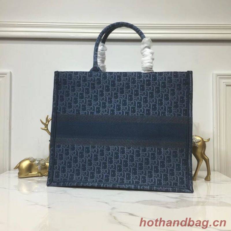 DIOR BOOK TOTE BAG IN EMBROIDERED CANVAS C1286 Blue