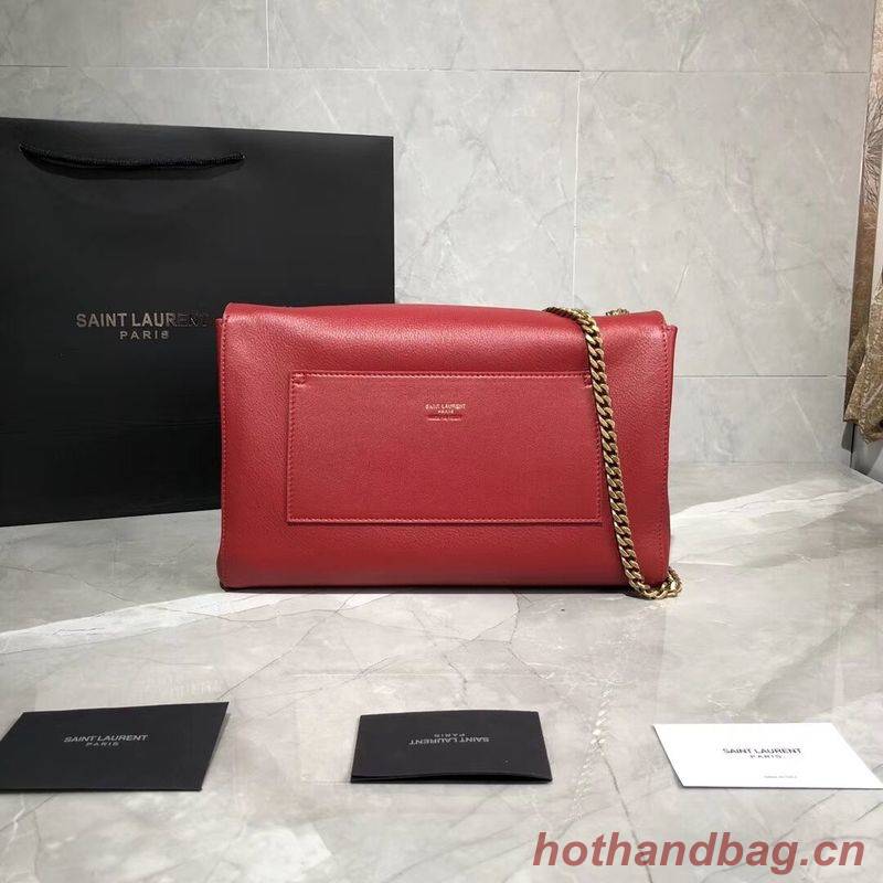 Yves Saint Laurent Double Skin Use Original Leather Shoulder Bag Y553804 Red