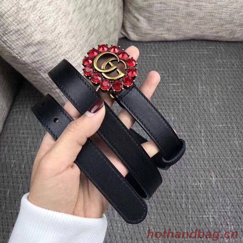 Gucci 2CM Leather Belt 414521 Black