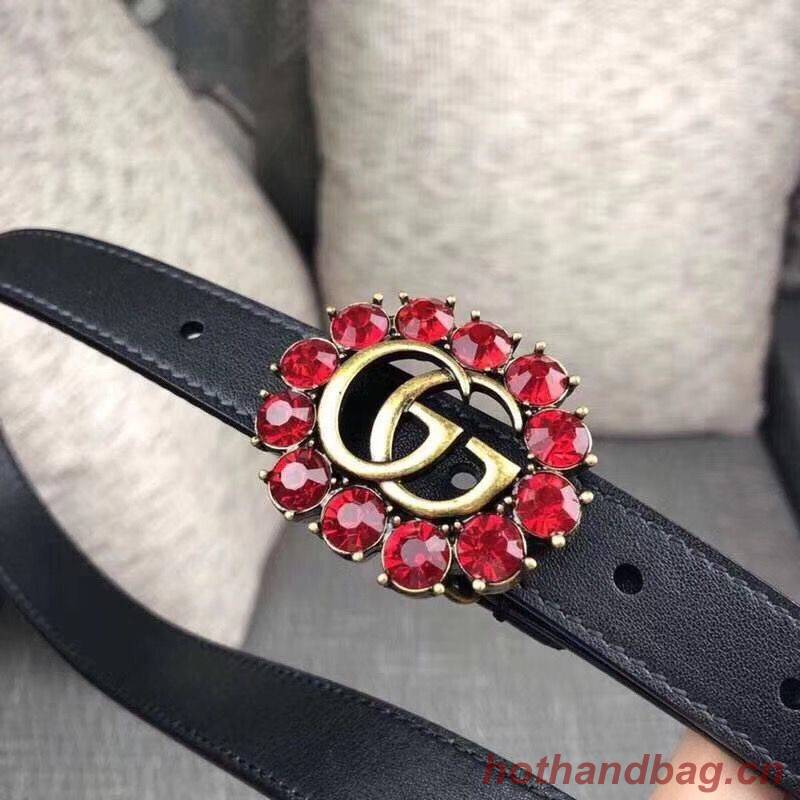 Gucci 2CM Leather Belt 414521 Black