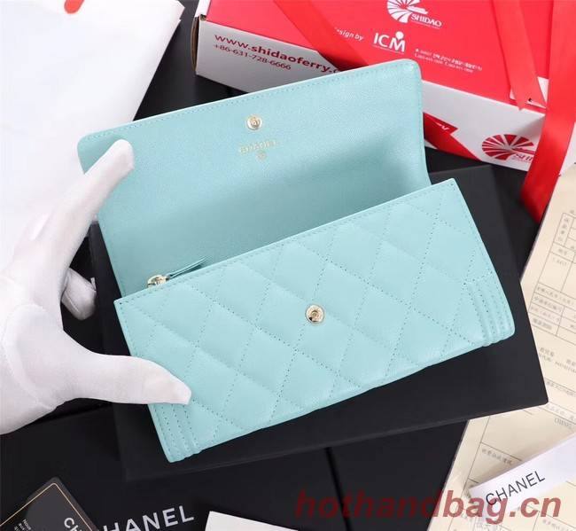 Chanel Calfskin Leather & Gold-Tone Metal A80286 sky blue