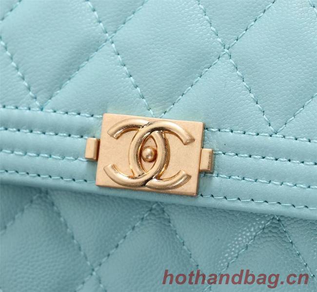 Chanel Calfskin Leather & Gold-Tone Metal A80734 sky blue