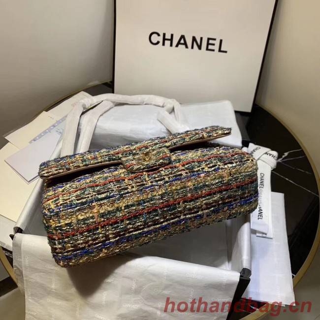 CHANEL Tweed Calfskin -Tone & Gold-Tone Metal 1112 apricot