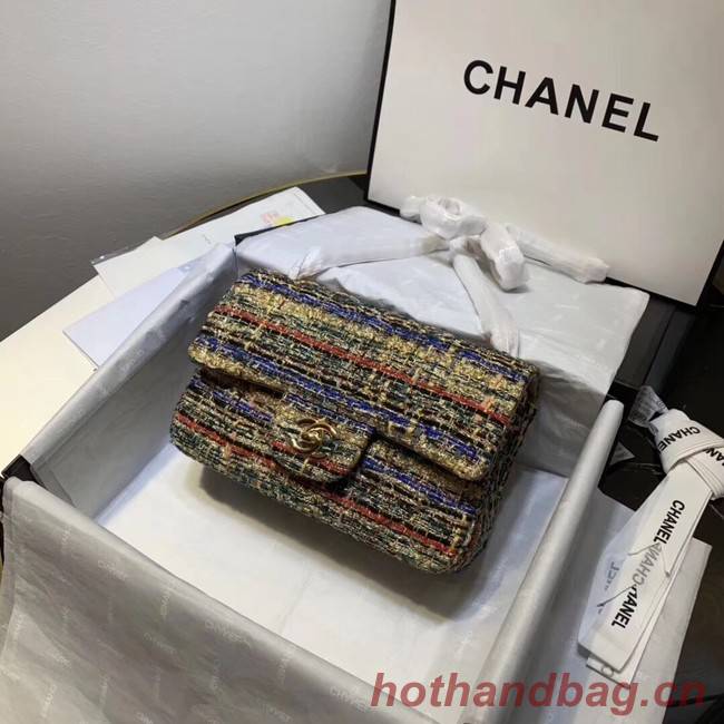 CHANEL Tweed Calfskin -Tone & Gold-Tone Metal 1116 apricot