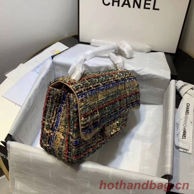 CHANEL Tweed Calfskin -Tone & Gold-Tone Metal 1116 apricot