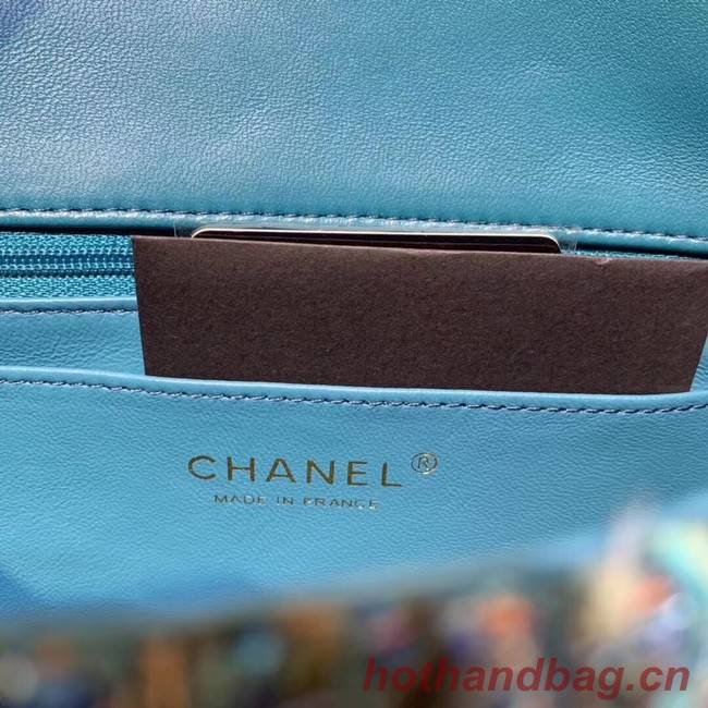 CHANEL Tweed Calfskin -Tone & Gold-Tone Metal 1116 blue