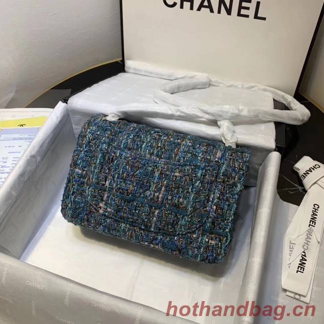 CHANEL Tweed Calfskin -Tone & Gold-Tone Metal 1116 blue