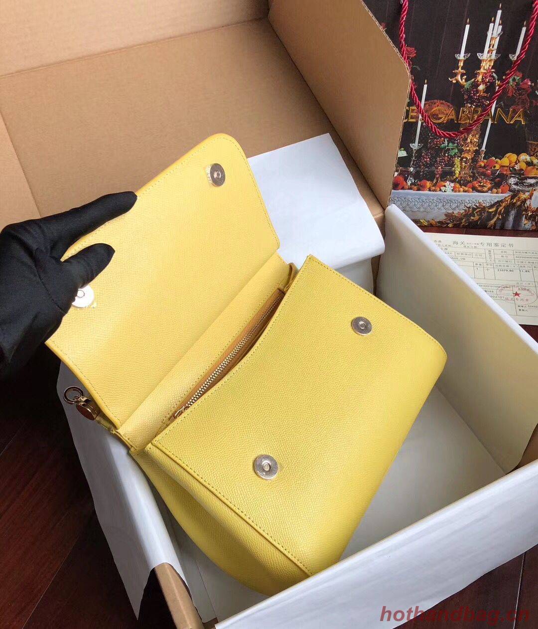 Dolce & Gabbana SICILY Bag Calfskin Leather 4139 yellow