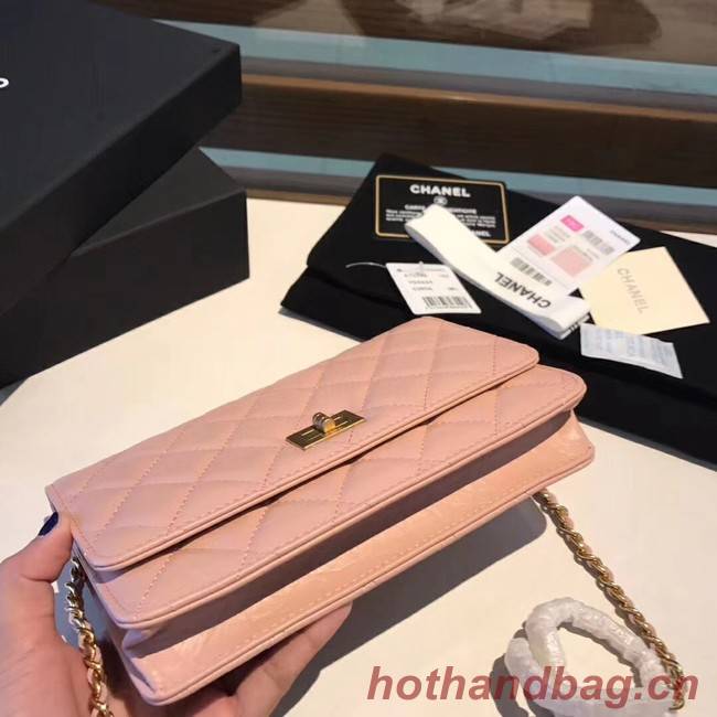 Chanel Calfskin & Gold-Tone Metal S33814 pink