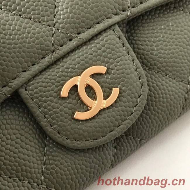 Chanel card holder Calfskin & Gold-Tone Metal A80799 green