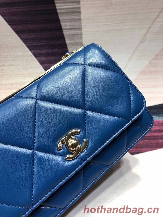 Chanel Original Leather Shoulder Bag Blue A80982 Gold