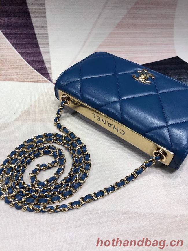 Chanel Original Leather Shoulder Bag Blue A80982 Gold