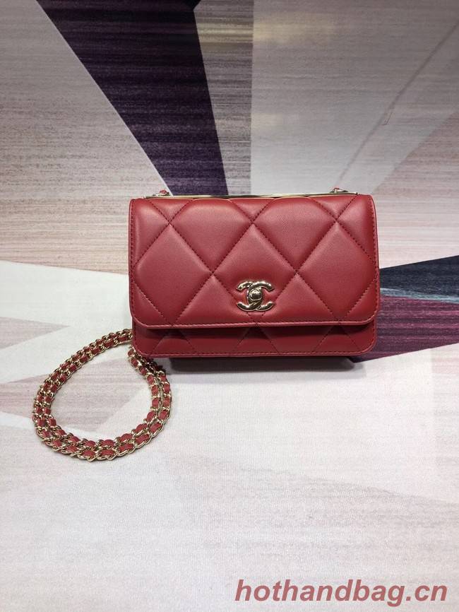 Chanel Original Leather Shoulder Bag Red A80982 Gold