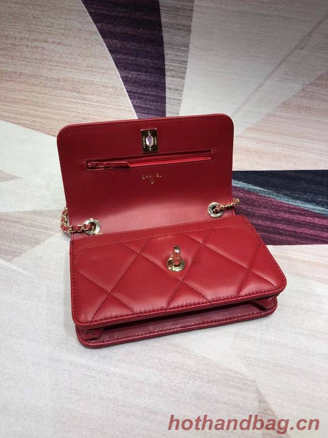 Chanel Original Leather Shoulder Bag Red A80982 Gold