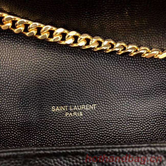 YSL ENVELOPE SMALL IN MIX MATELASSEGRAIN DE POUDRE EMBOSSED LEATHER 19207 BLACK