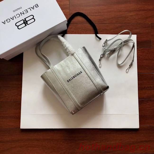 Balenciaga Original Leather Mini Shopper Bag 6696 Silver