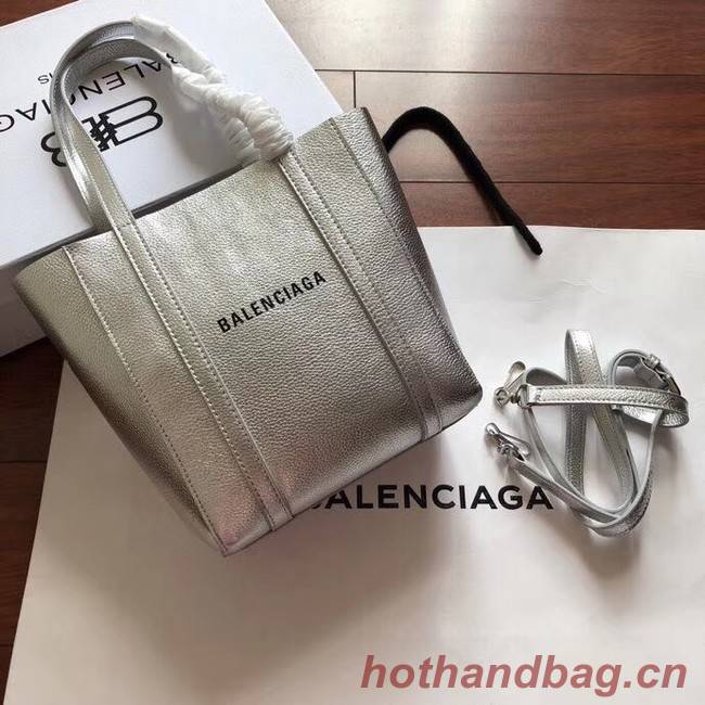 Balenciaga Original Leather Mini Shopper Bag 6696 Silver