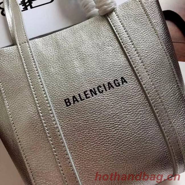 Balenciaga Original Leather Mini Shopper Bag 6696 Silver