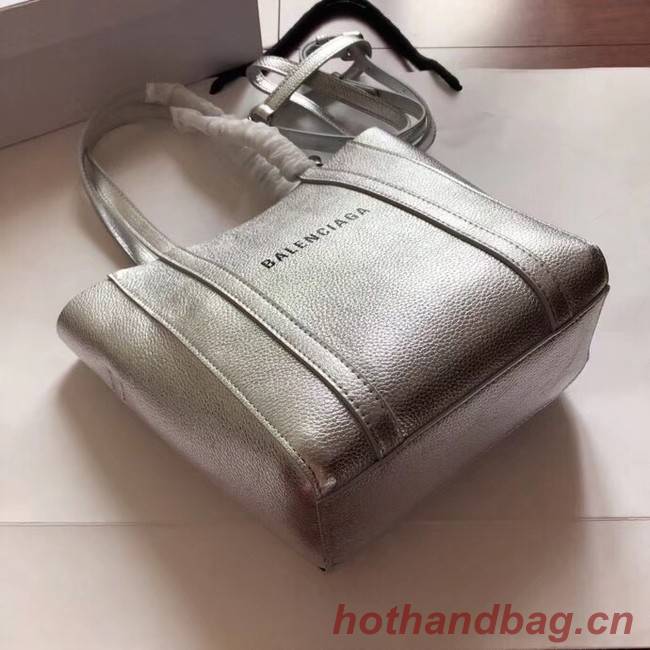 Balenciaga Original Leather Mini Shopper Bag 6696 Silver