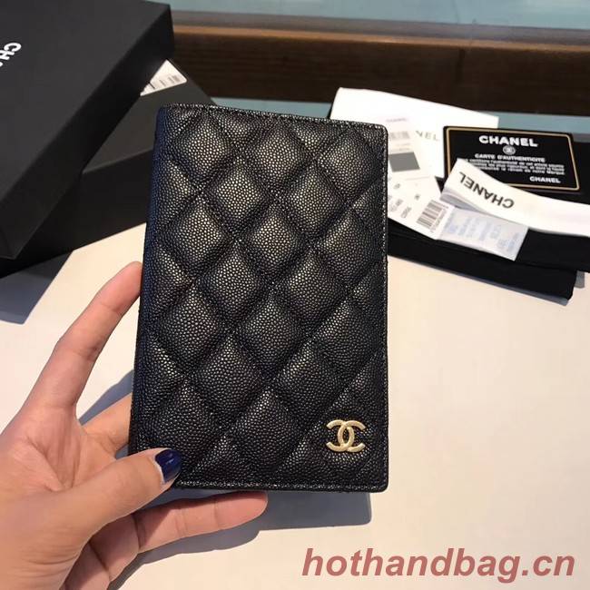 Chanel Calfskin Leather & Gold-Tone Metal Wallet A80385 Black