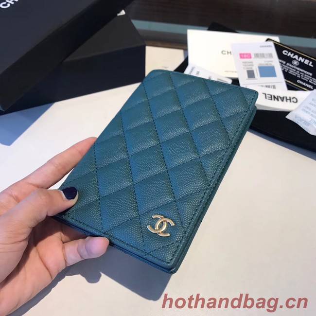 Chanel Calfskin Leather & Gold-Tone Metal Wallet A80385 Blue