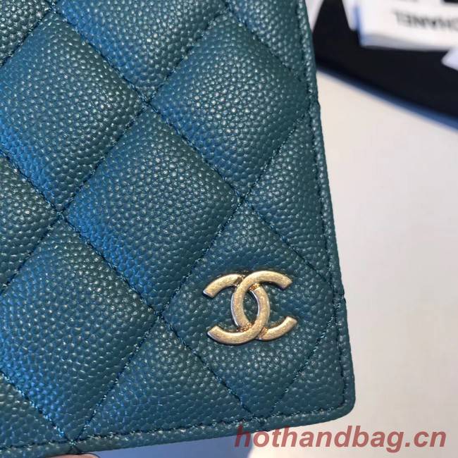 Chanel Calfskin Leather & Gold-Tone Metal Wallet A80385 Blue