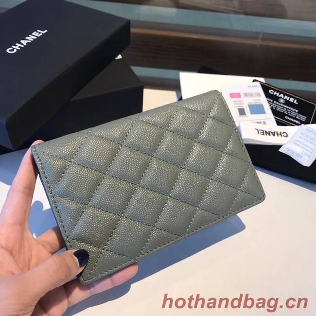 Chanel Calfskin Leather & Gold-Tone Metal Wallet A80385 Green