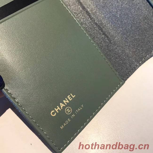 Chanel Calfskin Leather & Gold-Tone Metal Wallet A80385 Green