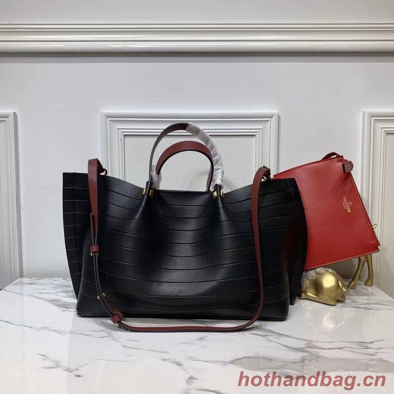 VALENTINO Origianl Leather Bag Bar Embossing V0099F Black