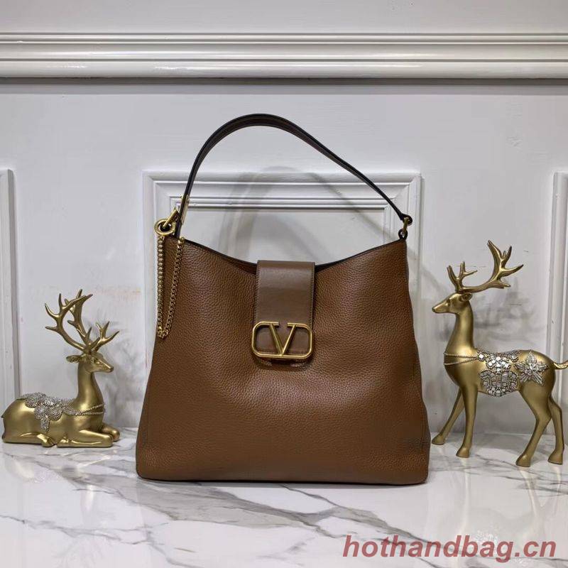 VALENTINO Origianl Palm Leather Bag V5002 Brown