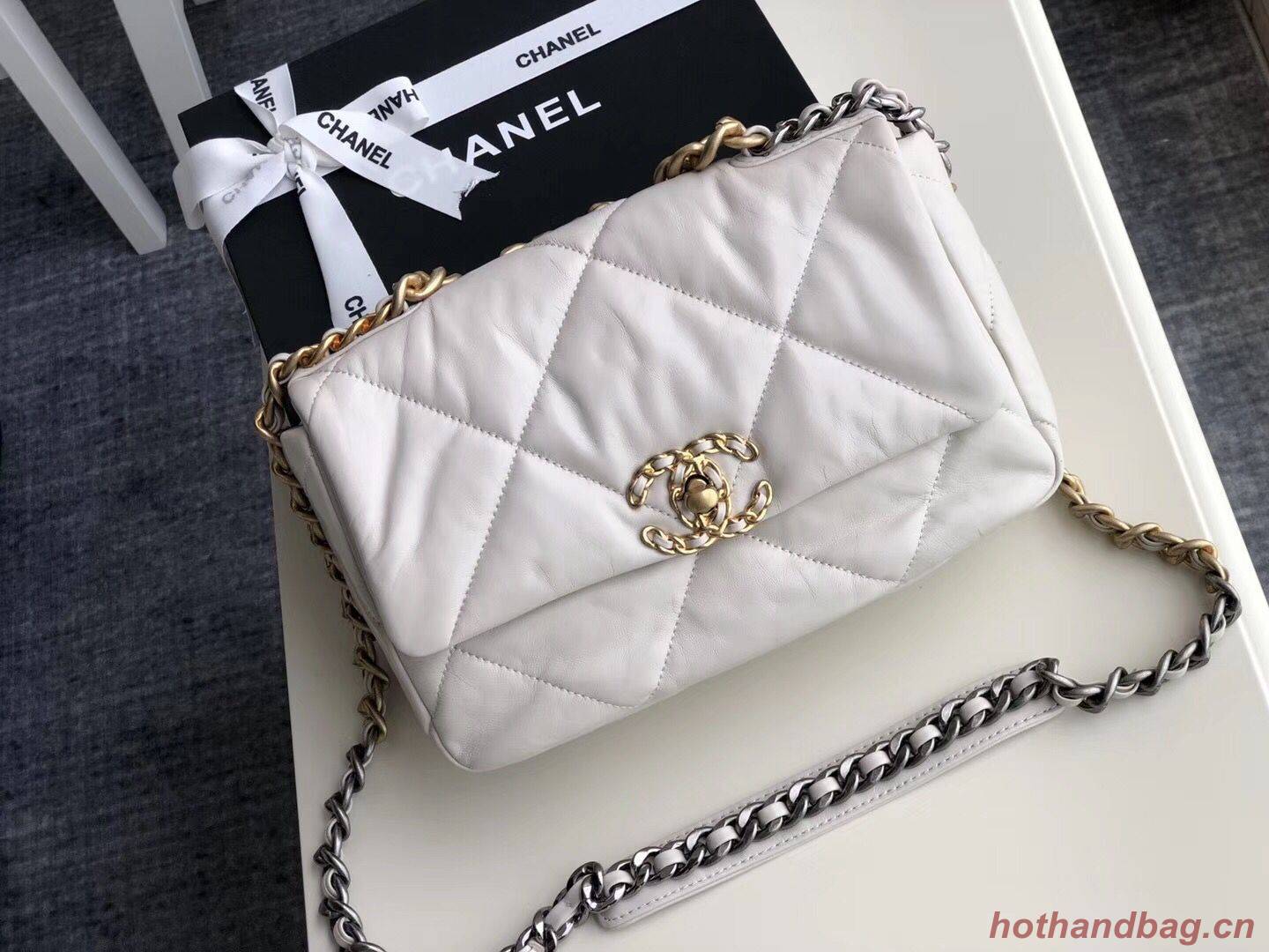 Chanel 19 flap bag AS1160 White