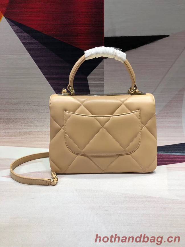 Chanel CC original lambskin top handle flap bag A92236 apricot&Gold-Tone Metal