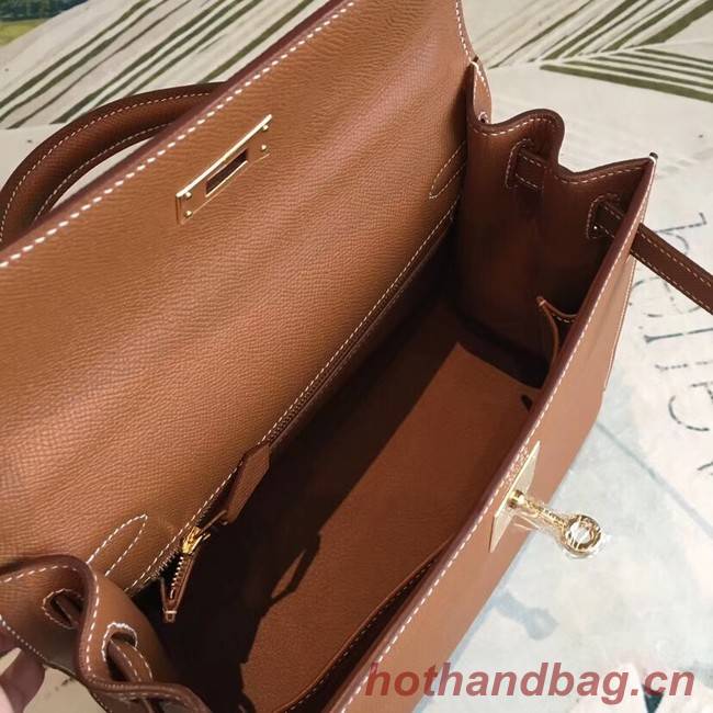 Hermes original Kelly Epsom Leather KL32 brown