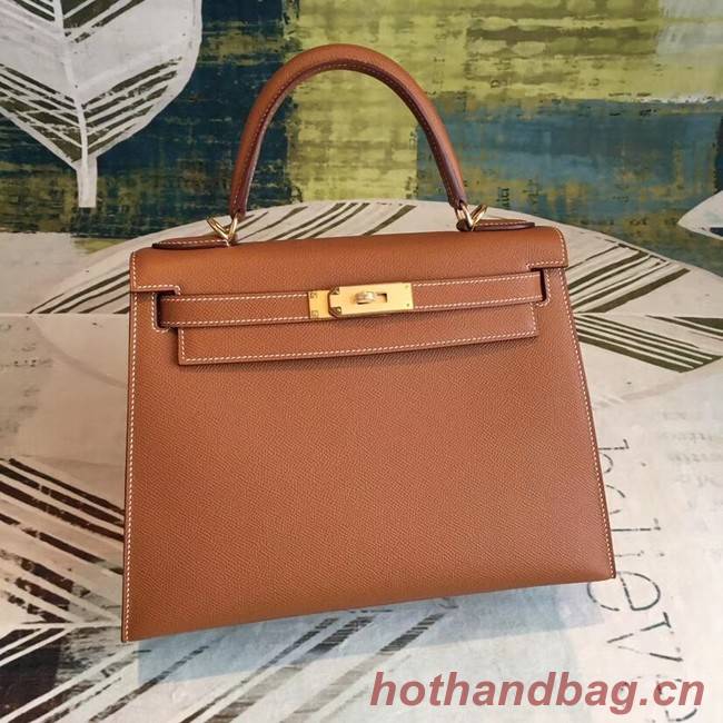 Hermes original Kelly Epsom Leather KL32 brown