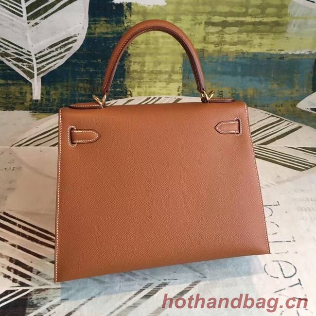 Hermes original Kelly Epsom Leather KL32 brown