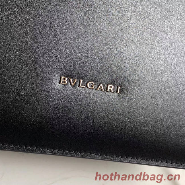 Bvlgari Serpenti Forever Pearl fish skin&Calfskin Leather small crossbody bag 288687 black 