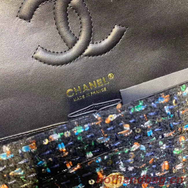 CHANEL Tweed Calfskin -Tone & Gold-Tone Metal 1112 dark blue