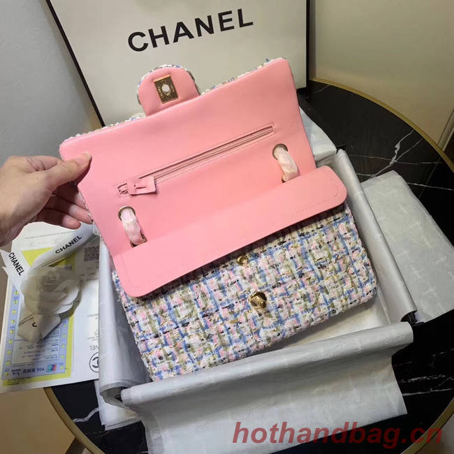 CHANEL Tweed Calfskin -Tone & Gold-Tone Metal 1112 pink