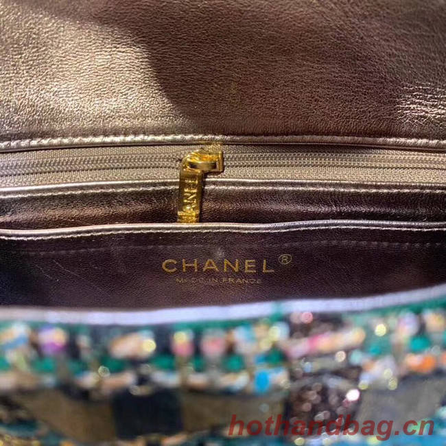 CHANEL Tweed Calfskin -Tone & Gold-Tone Metal AS1116 green