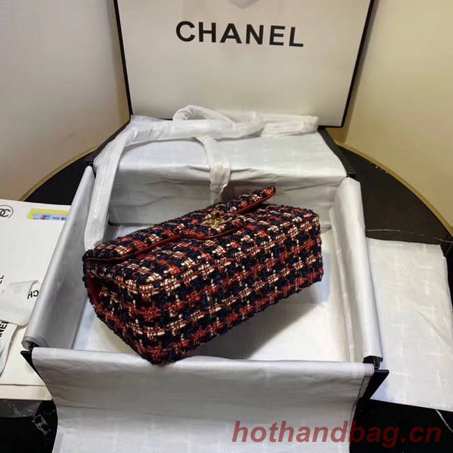 CHANEL Tweed Calfskin -Tone & Gold-Tone Metal AS1116 red