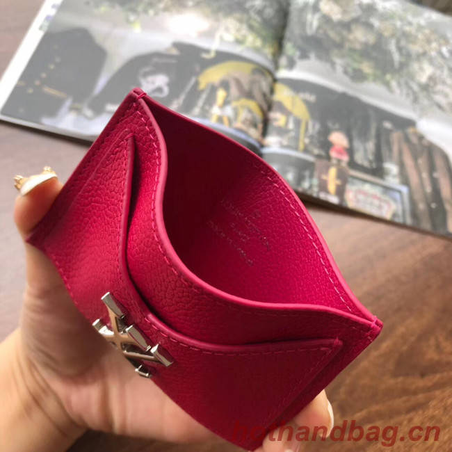 Louis vuitton original LOCKME CARD HOLDER M68555 Hot Pink