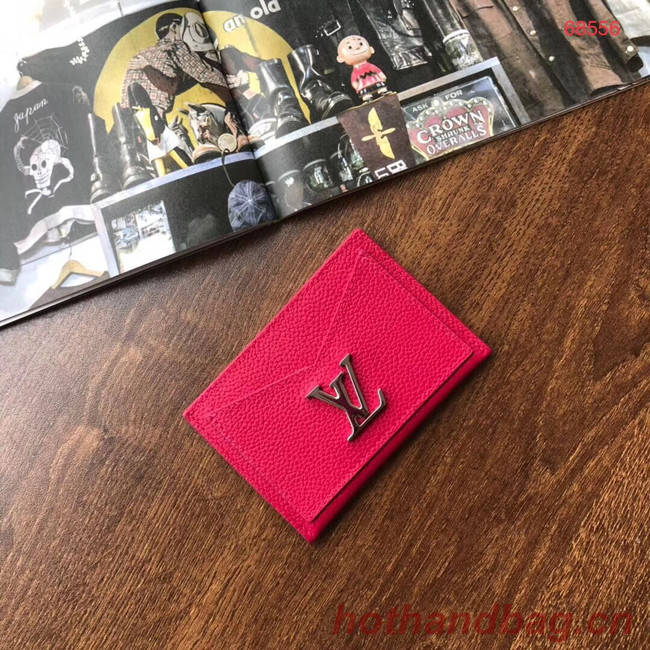 Louis vuitton original LOCKME CARD HOLDER M68555 Hot Pink