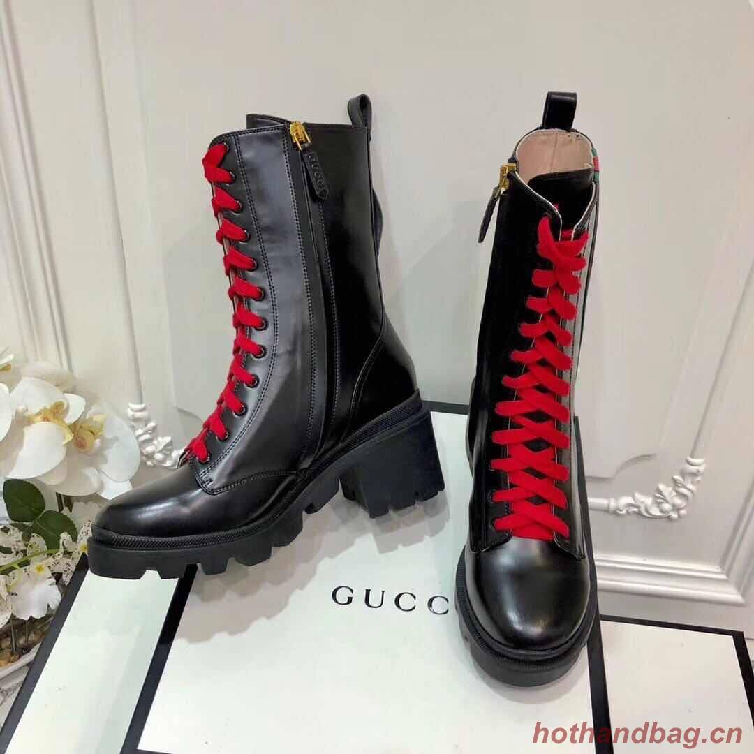 Gucci Leather Boots Shoes GG9655 Black