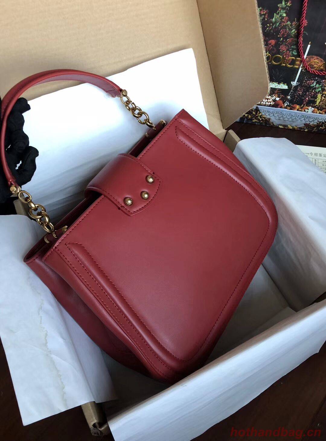 Dolce & Gabbana Origianl Leather Bag 4918 Burgundy